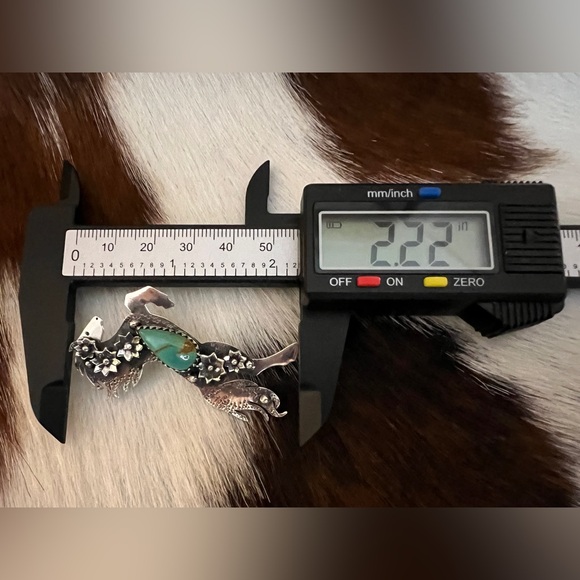 ❤️ Kingman Turquoise Decorative 925 Hand Stamped Statement Horse Pendant 2.22”L - Picture 14 of 15